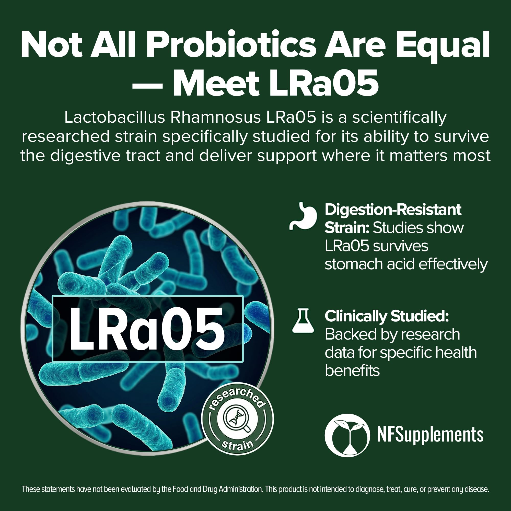 Natural Foundation Lactobacillus Rhamnosus 3 Billion CFU supplement facts and ingredient label.