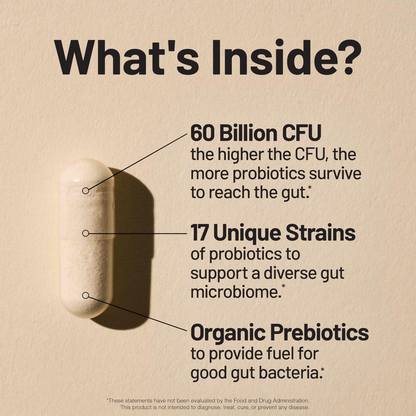 Product view of NatureWise 30 count gut health capsules indicating the inclusion of organic prebiotic fiber blend.