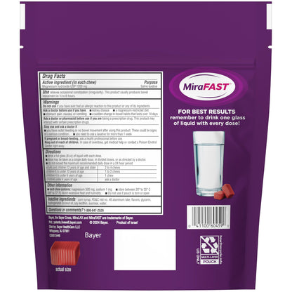 MiraFAST constipation relief soft chews bottle size perspective