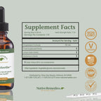USA imported Native Remedies ThyroSoothe 59 Milliliters dropper bottle for calming an overactive thyroid.
