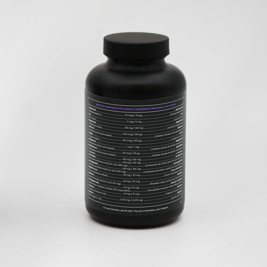 NutraChamps 2-in-1 thyroid supplement side panel listing iodine and ashwagandha ingredients