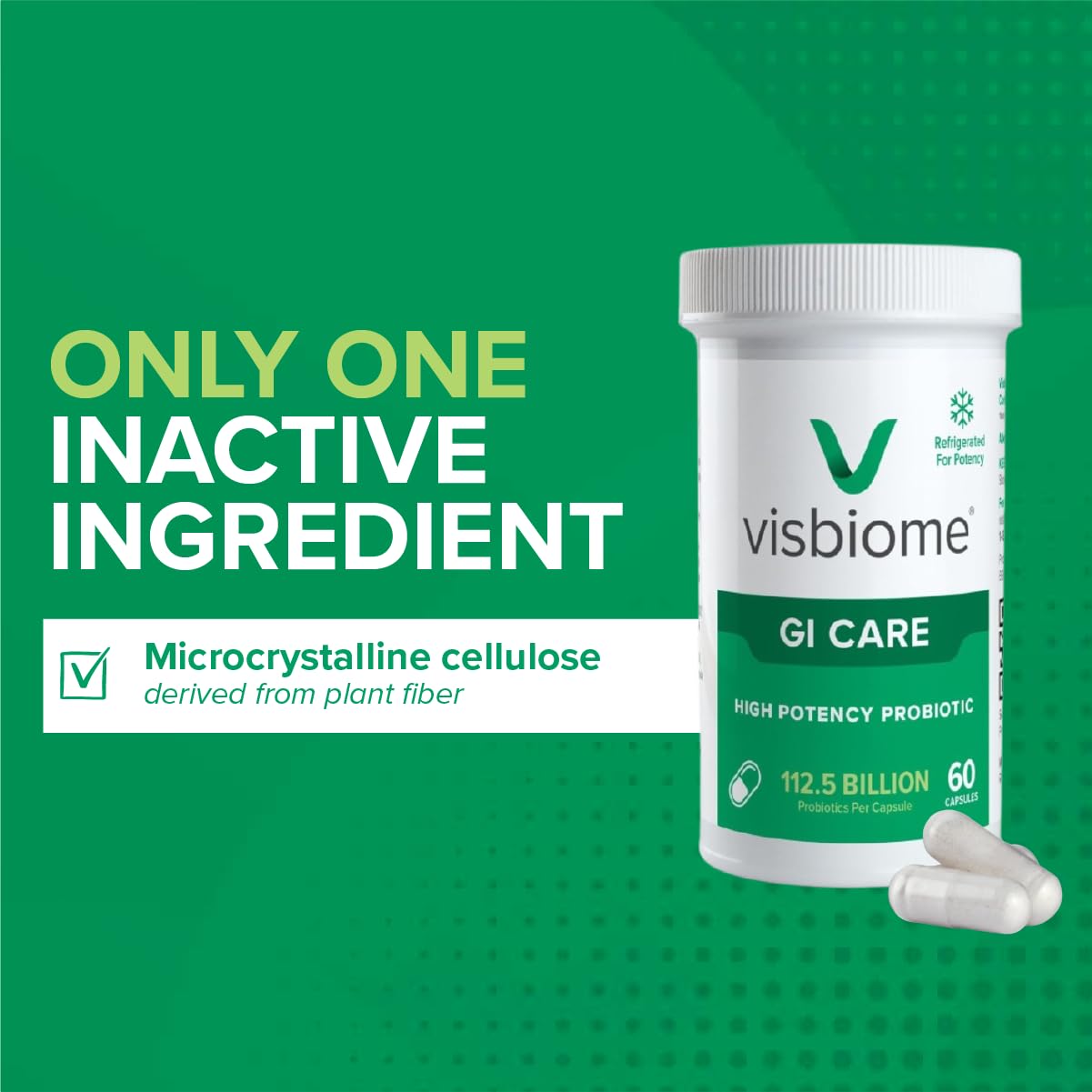 Visbiome GI care medical food probiotic imported capsules showing ingredients