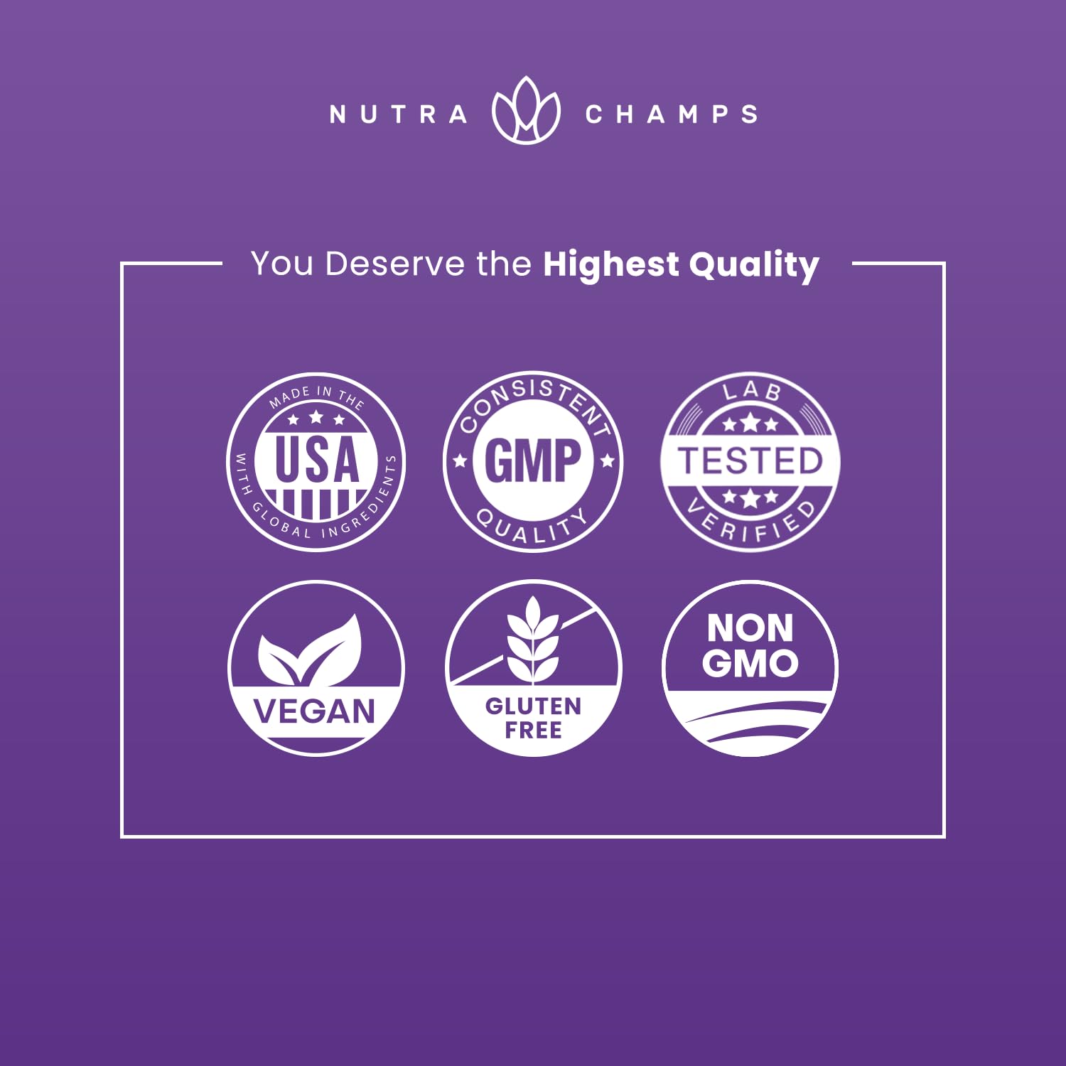 Close-up of NutraChamps herbal complex 60 capsules highlighting key metabolic benefits