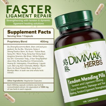Dimmak Herbs Tendon Mending Pills bottle top view