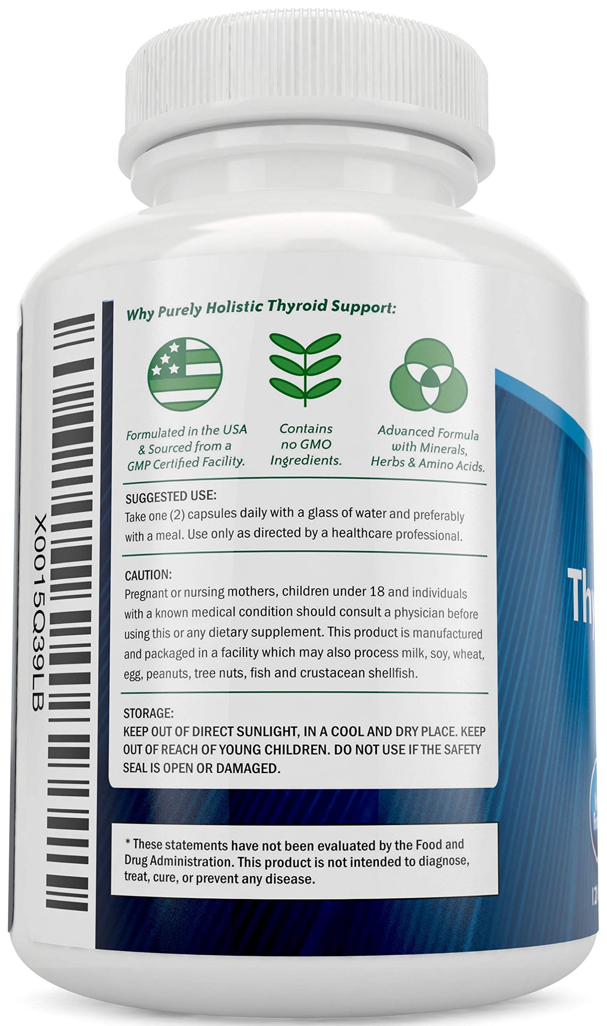 Purely Holistic Thyroid Support non-GMO capsules premium wellness formula from USA