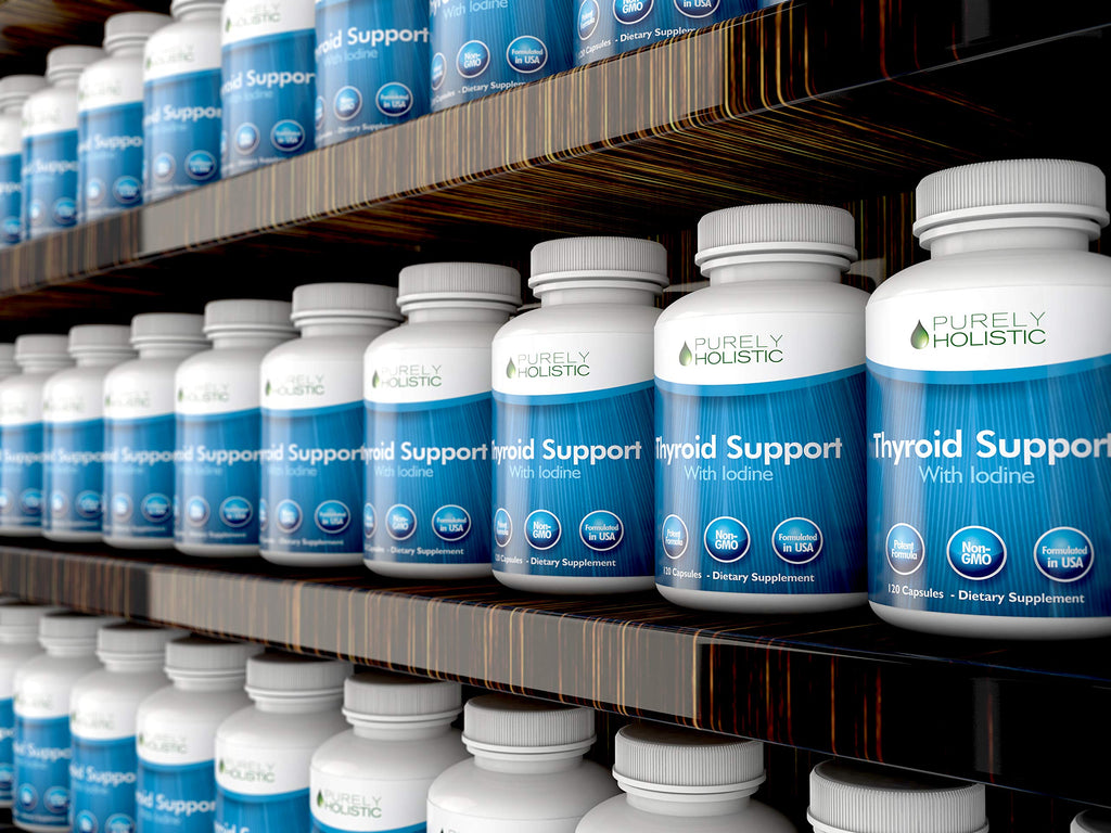 Purely Holistic Thyroid Support capsule serving size and clear safety warning information