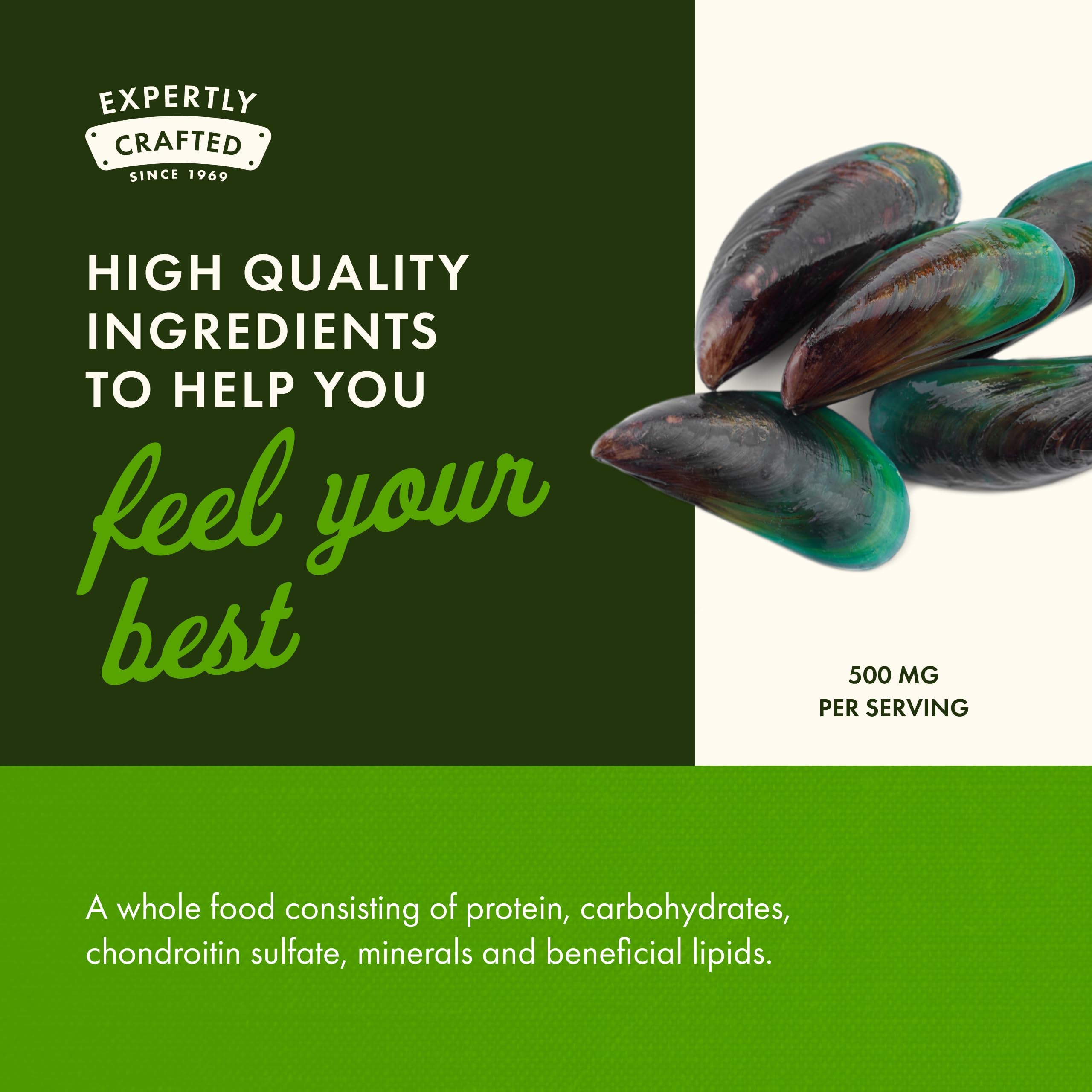 Close up of Swanson Green Lipped Mussel bottle text and branding