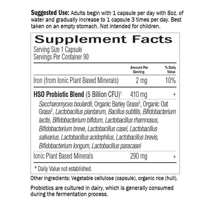 USA sourced Garden of Life HSO probiotic formula 90 count vegetarian capsule container base.