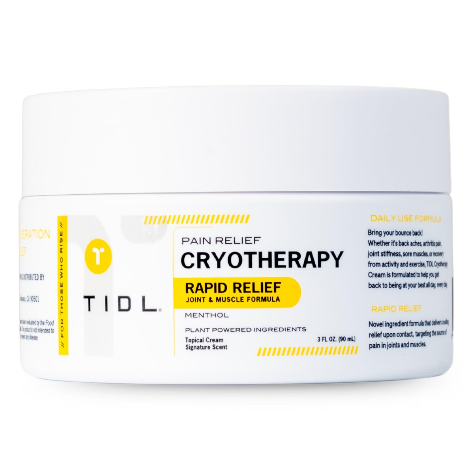 TIDL Cryotherapy Pain Relief Cream packaging back view