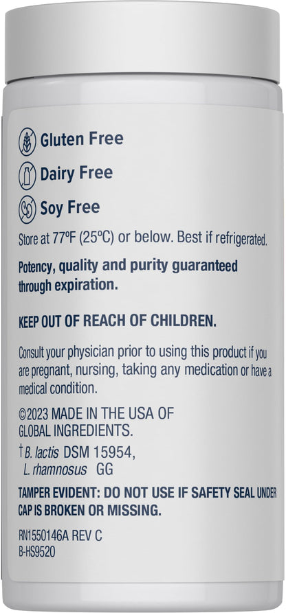 Imported Renew Life pH balancing womens probiotic capsules supplement facts label close up.