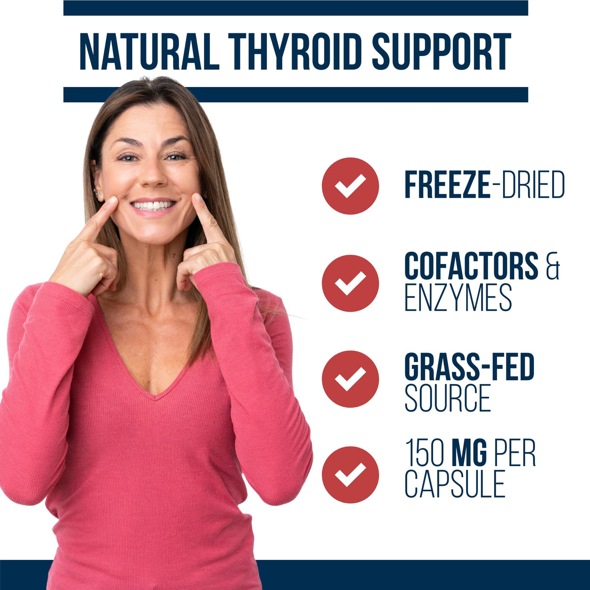 Premium freeze dried raw desiccated thyroid capsules for metabolism