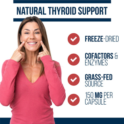 Premium freeze dried raw desiccated thyroid capsules for metabolism