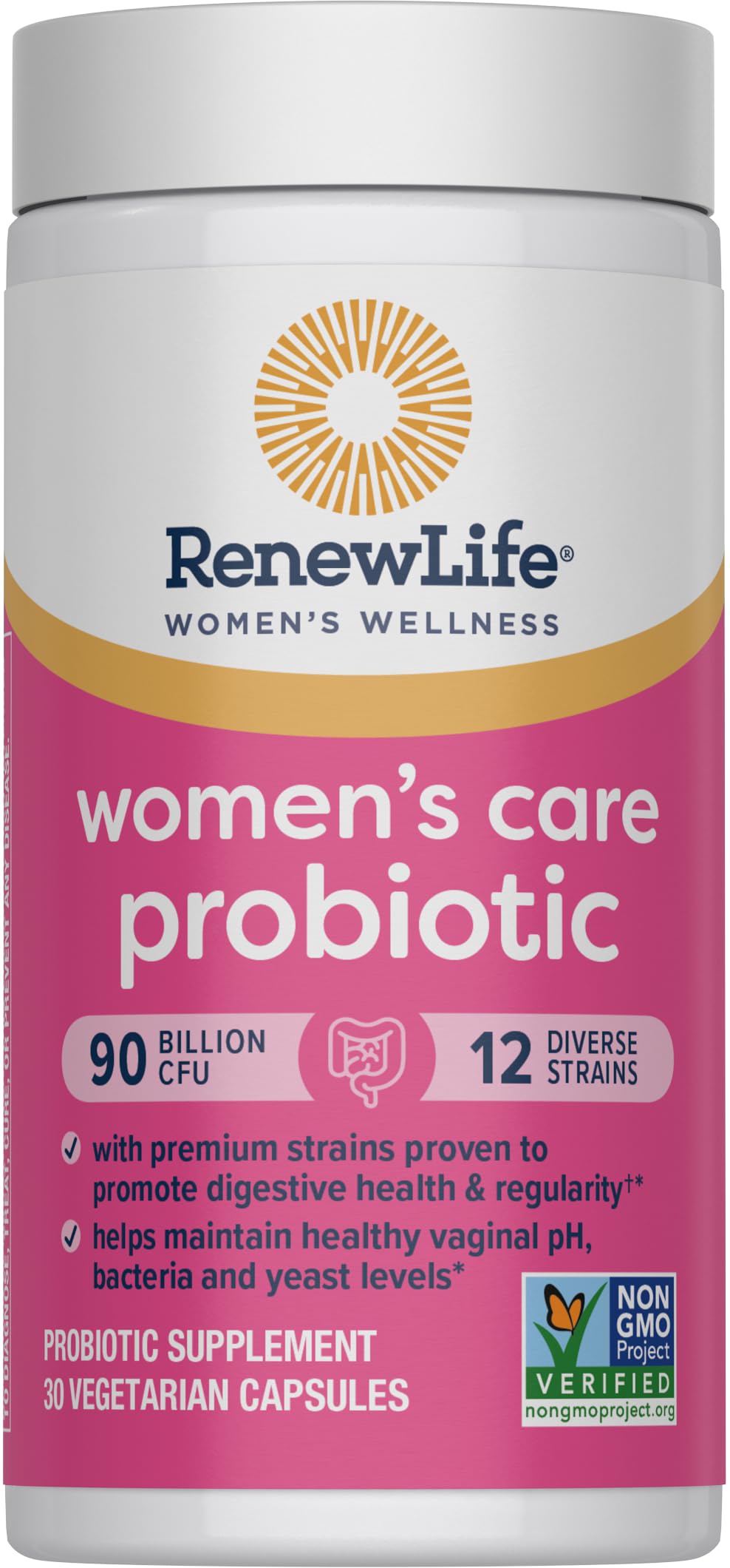 Authentic Renew Life women care ultimate flora thirty capsules packaging details.