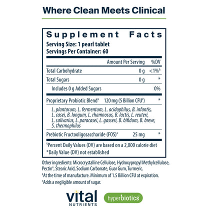 Hyperbiotics Pro-15 time-release micro-pearls supplement facts label information