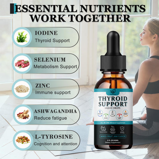 Fzjjyana vegan thyroid supplement packaging showing selenium and zinc ingredients.