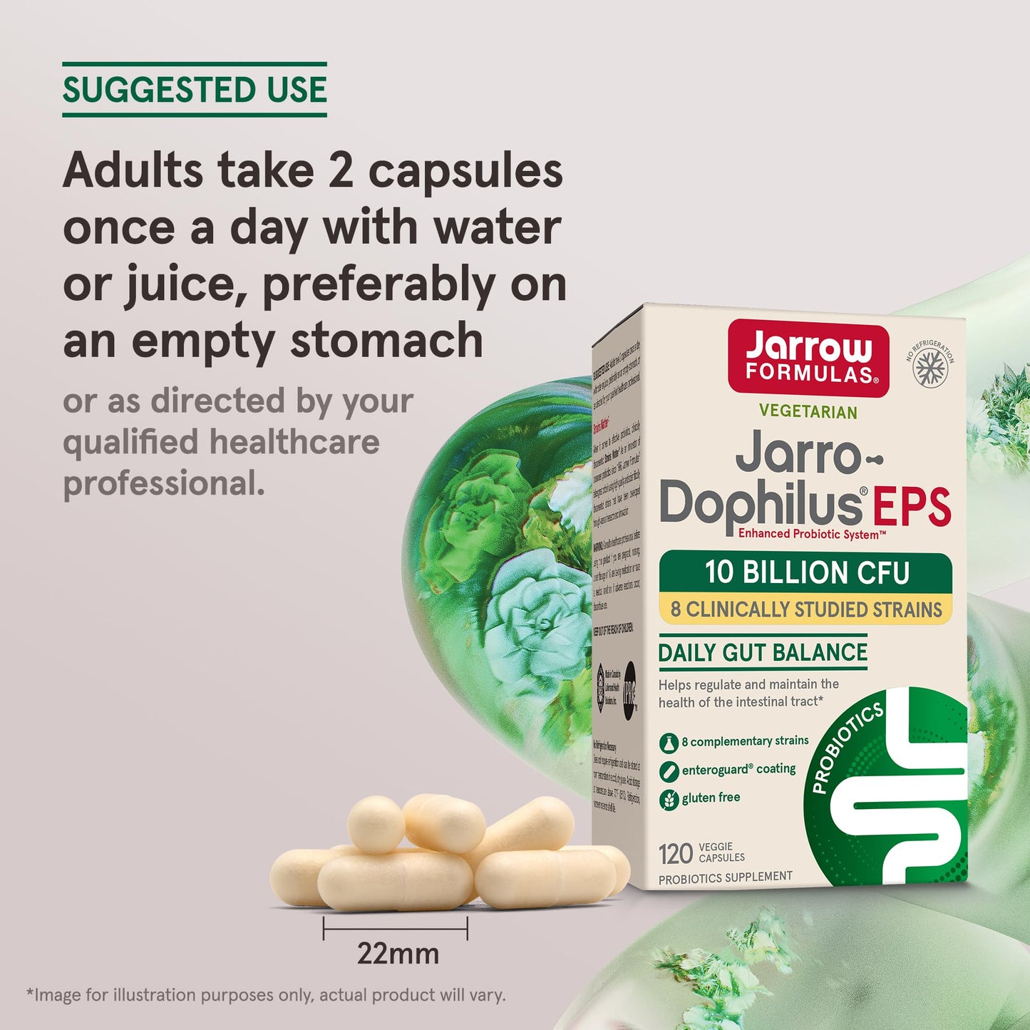 USA-imported Jarrow Formulas probiotic bottle demonstrating the protective seal and enteric-coated vegetarian capsules.