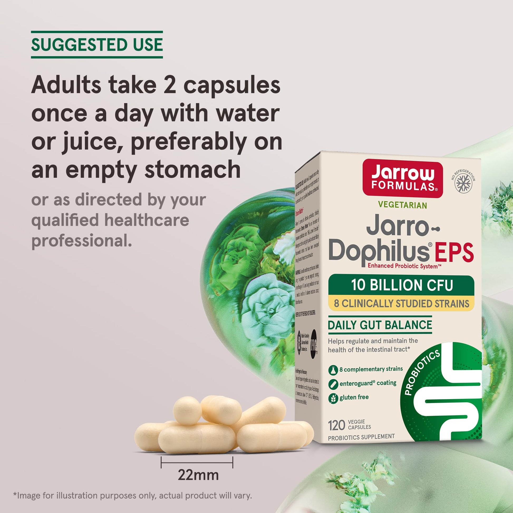 USA-imported Jarrow Formulas probiotic bottle demonstrating the protective seal and enteric-coated vegetarian capsules.