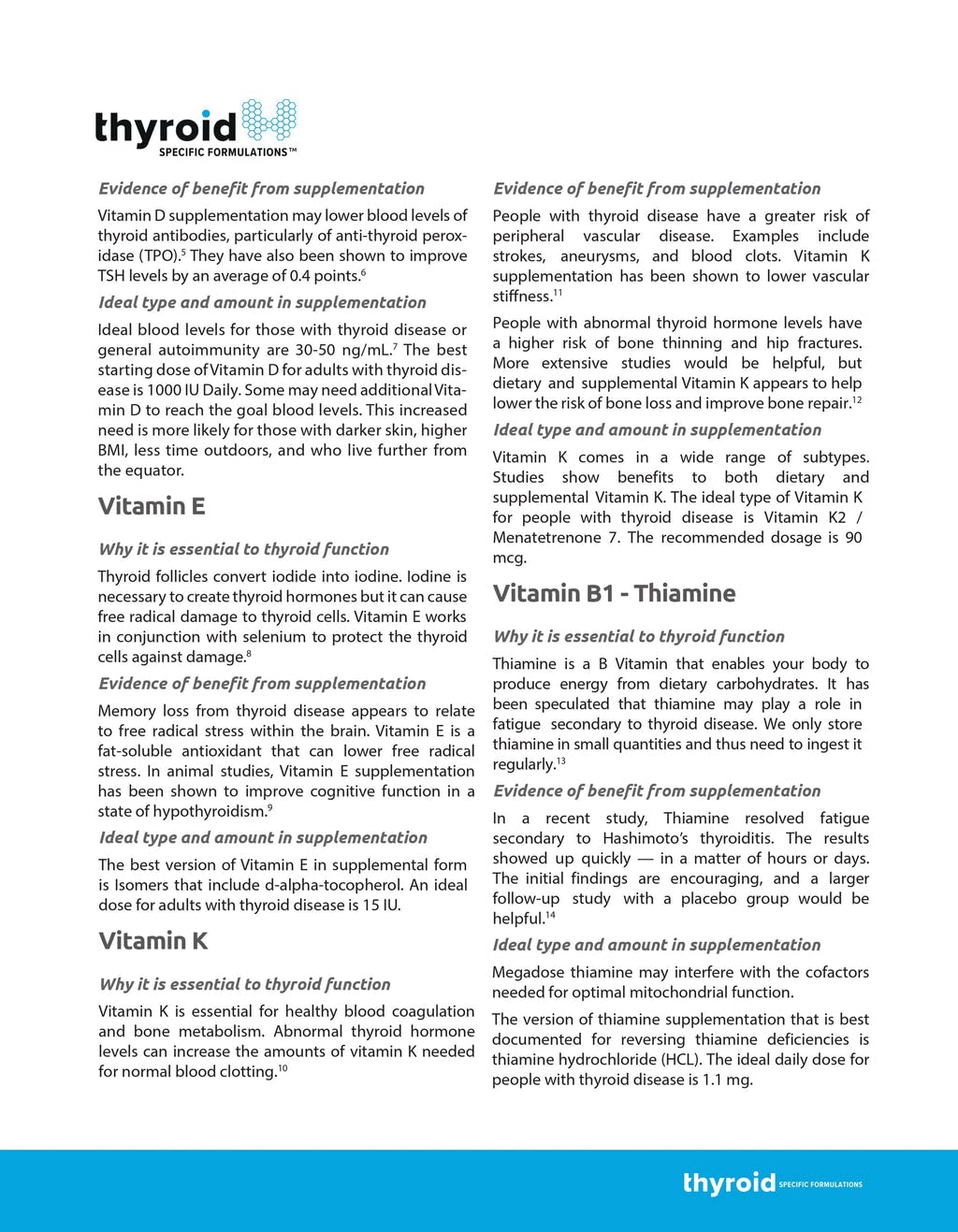 Thyroid Specific Formulations dietary supplement nutritional facts