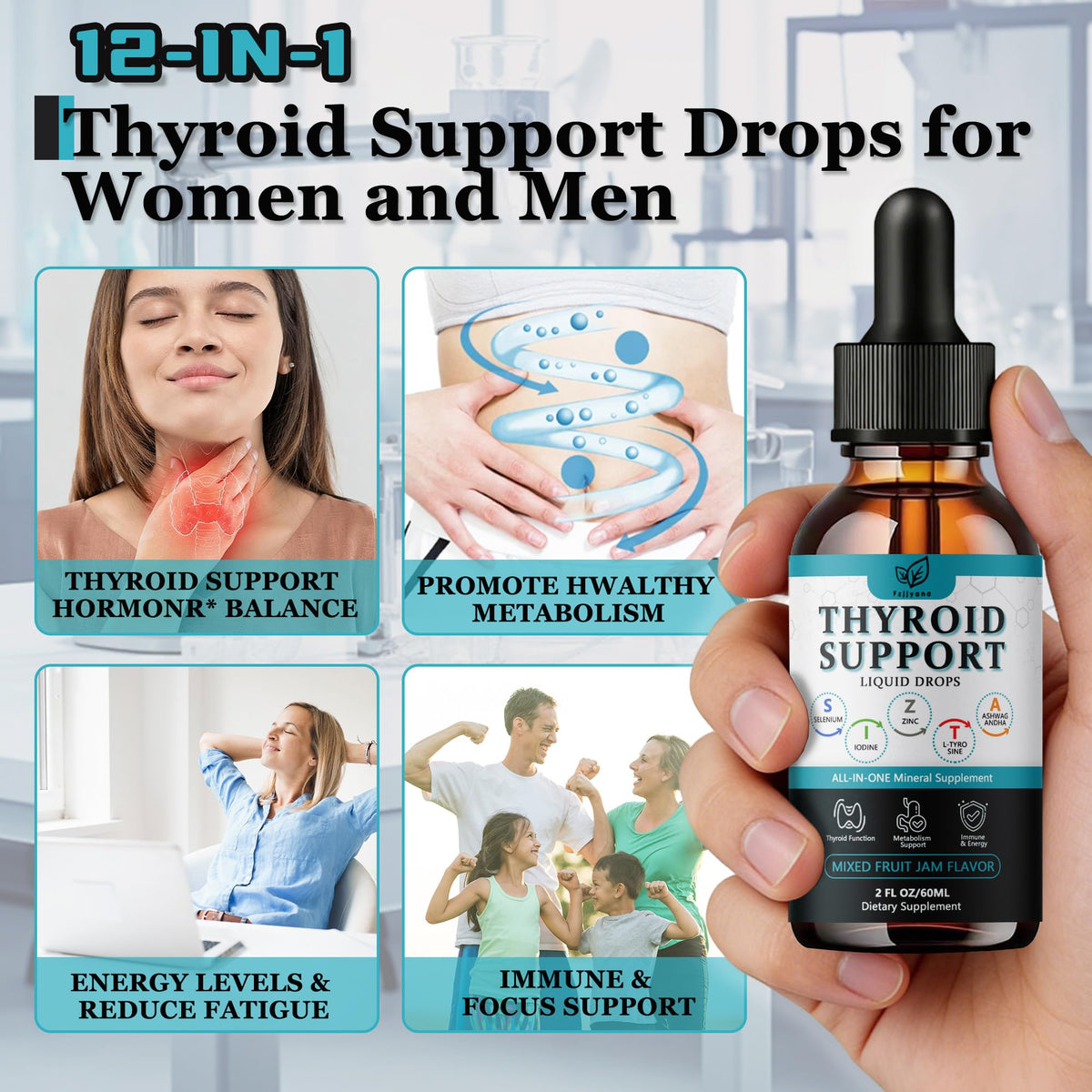 Fzjjyana premium imported wellness supplement liquid dropper layout.