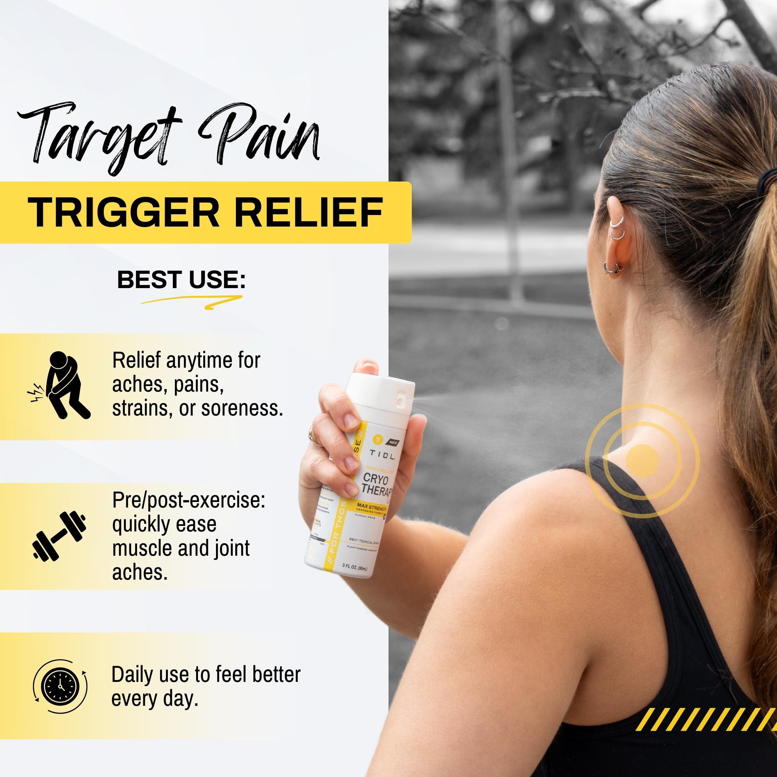 TIDL max strength cryotherapy spray ingredients label