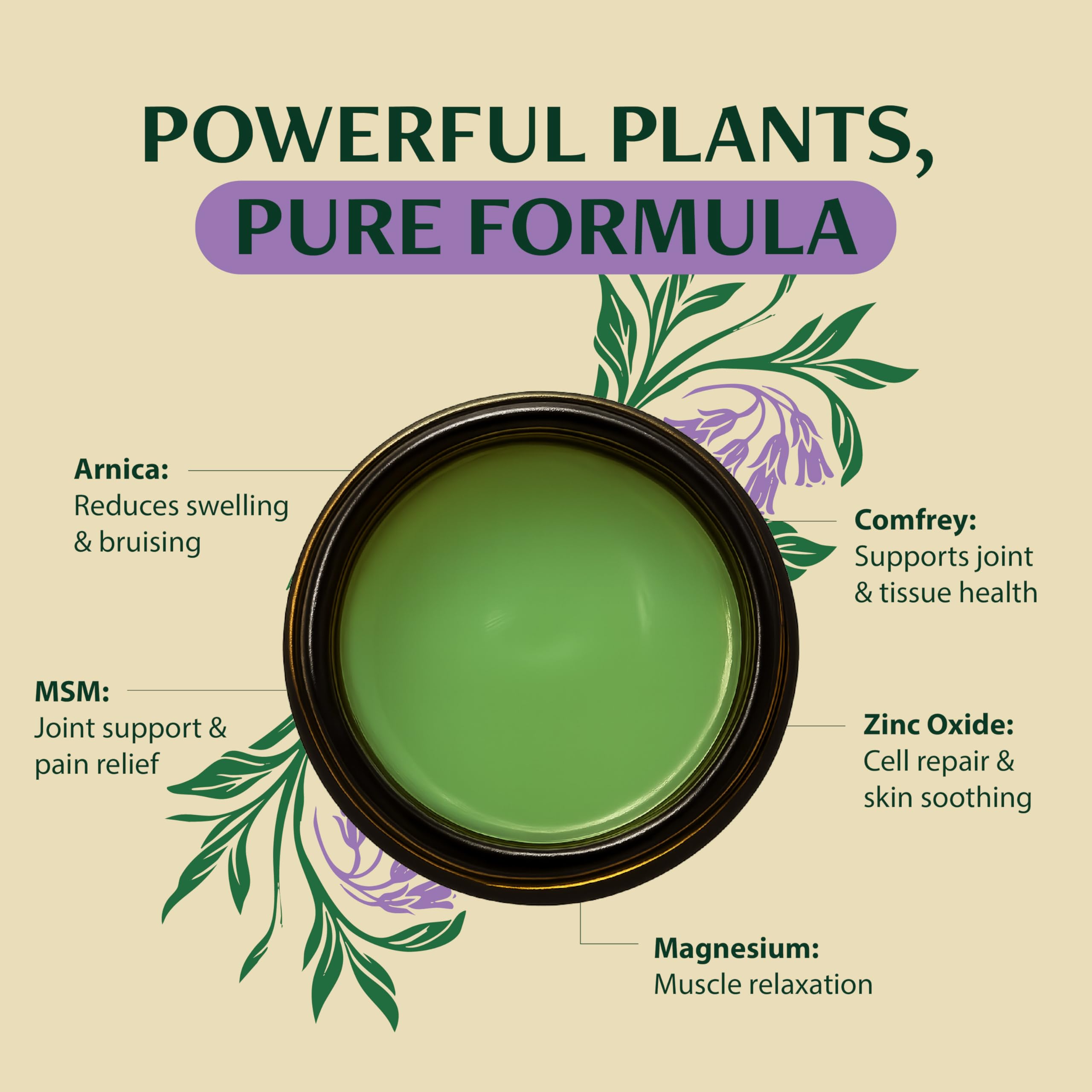 Person applying botanical comfrey cream to sore joints