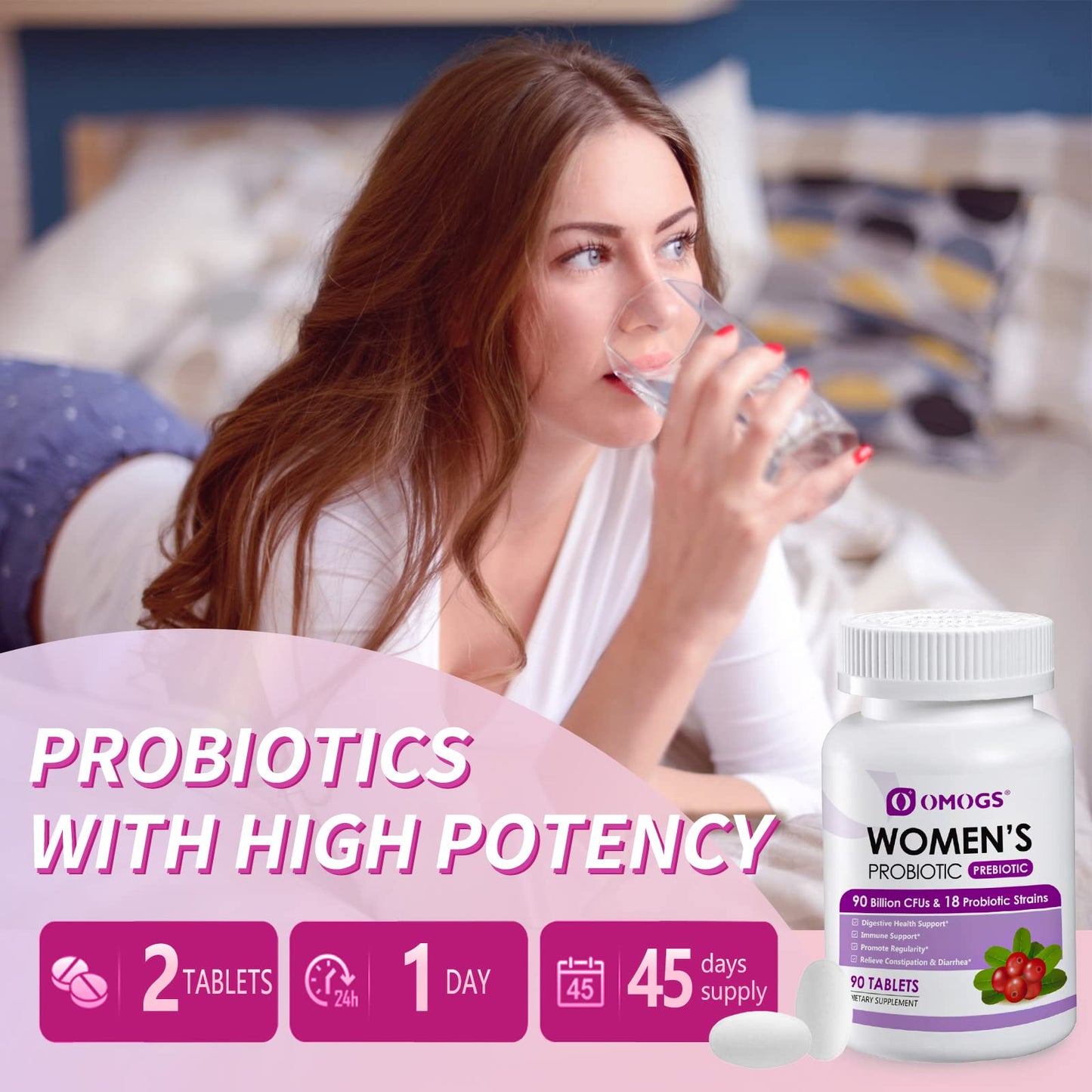 Authentic imported USA skincare and wellness bottle showing the sleek packaging of the 90 tablets microbial supplement.