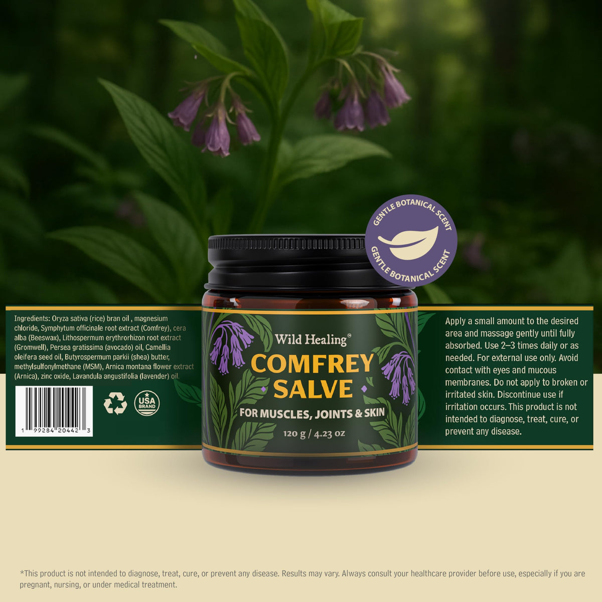 Wild Healing Comfrey Salve 4.23 ounces jar packaging