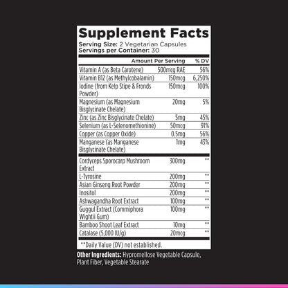 Livingood Daily Thyroid Health Support 60 capsules bottle displayed with a wellness-focused background