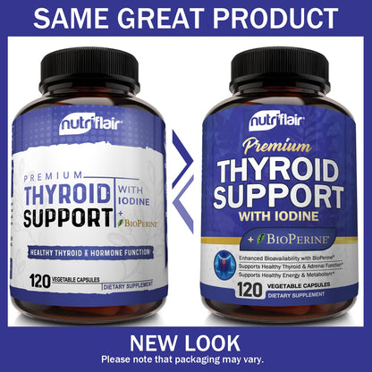 NutriFlair vegetarian thyroid capsules container for daily energy support