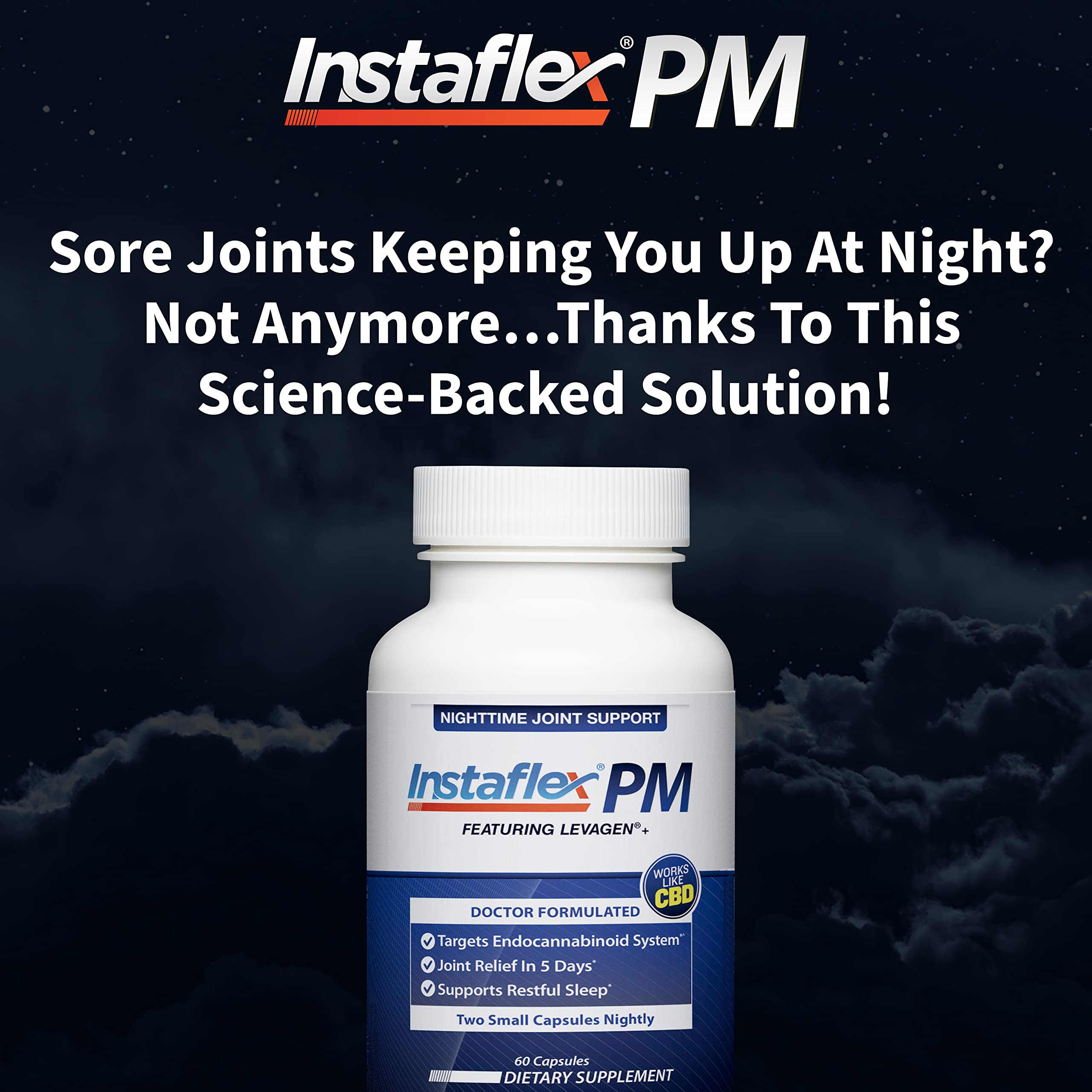 Instaflex PM capsule and nighttime joint support packaging