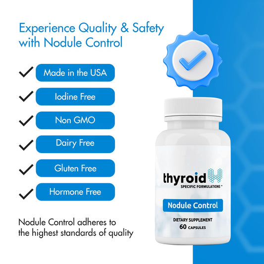 Thyroid Specific Formulations Nodule Control supplement showing detailed ingredient facts panel.