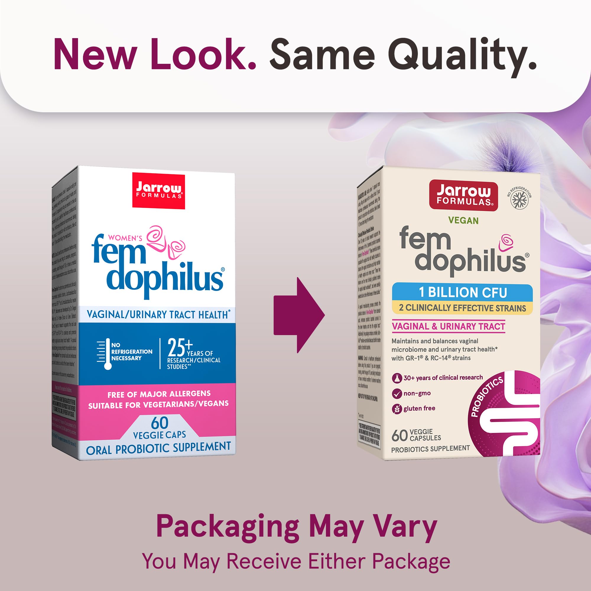 Jarrow Formulas Fem Dophilus 60 vegetarian capsules bottle packaging