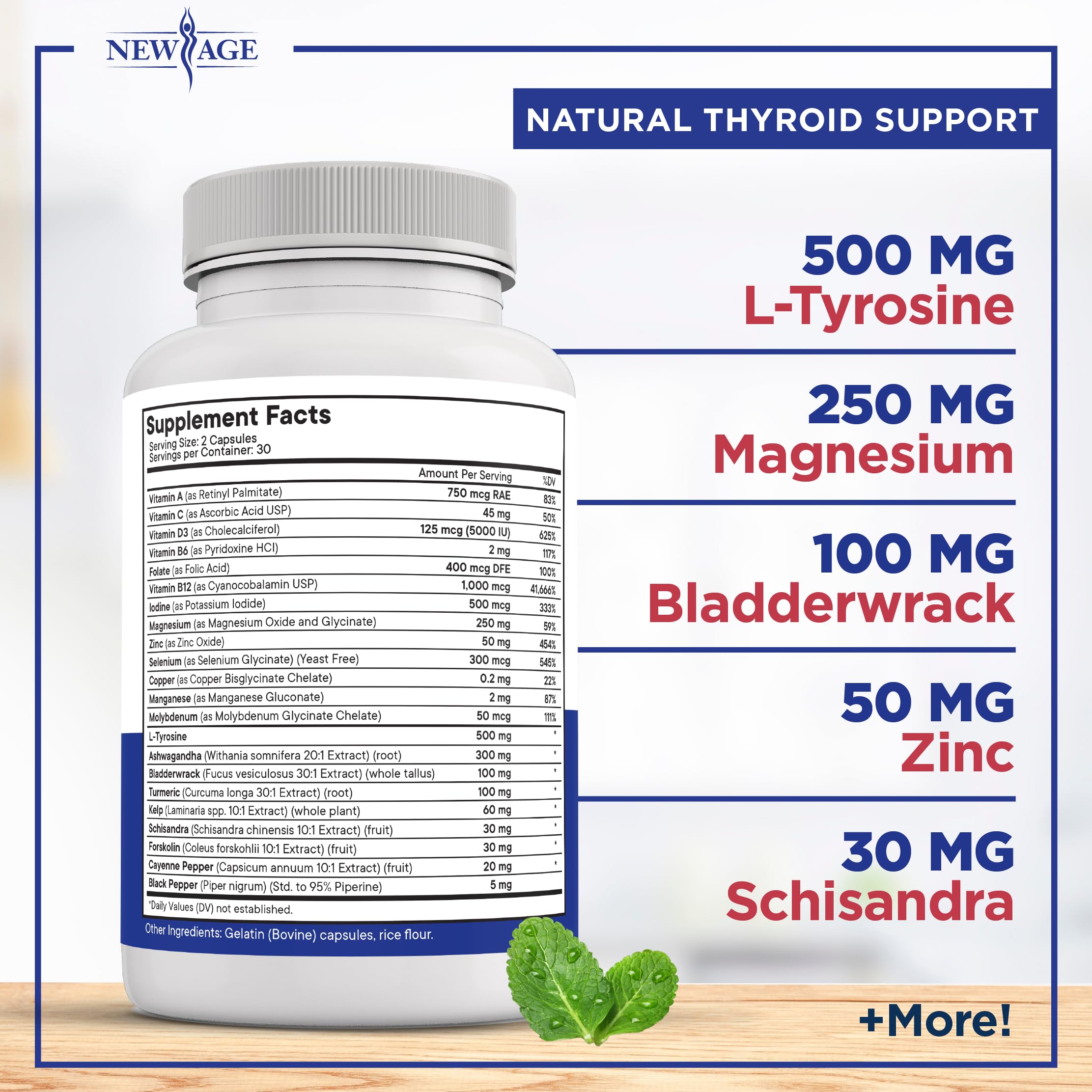 New Age Advanced Formula capsules showcasing clean ingredient panel.