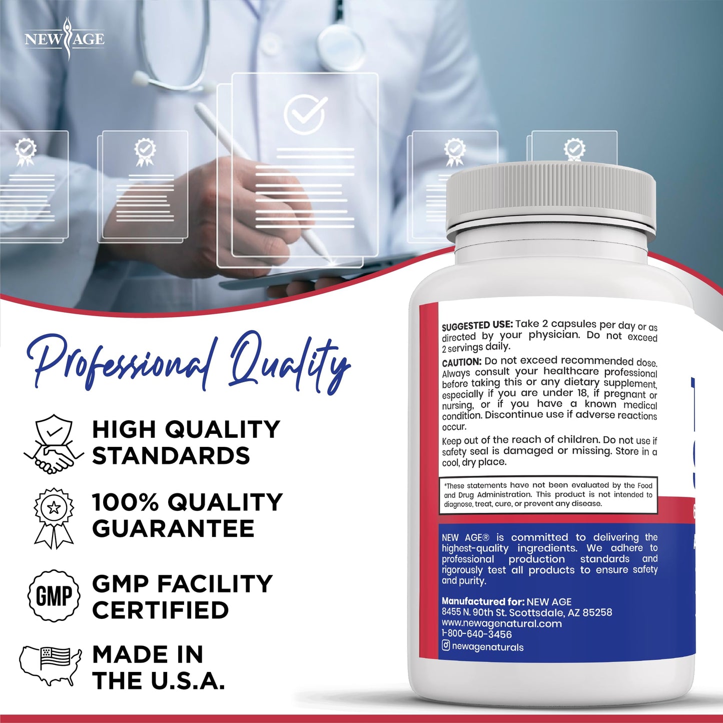 Authentic third party lab tested supplement bottle seal for quality assurance.