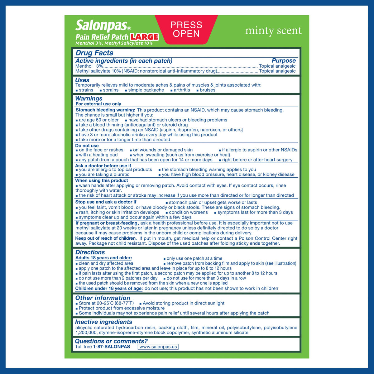 Authentic USA imported Salonpas packaging