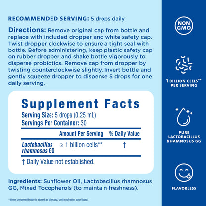 Mommy's Bliss newborn gut health supplement dropper close up view.