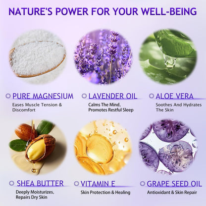Applying magnesium cream to legs for muscle relief