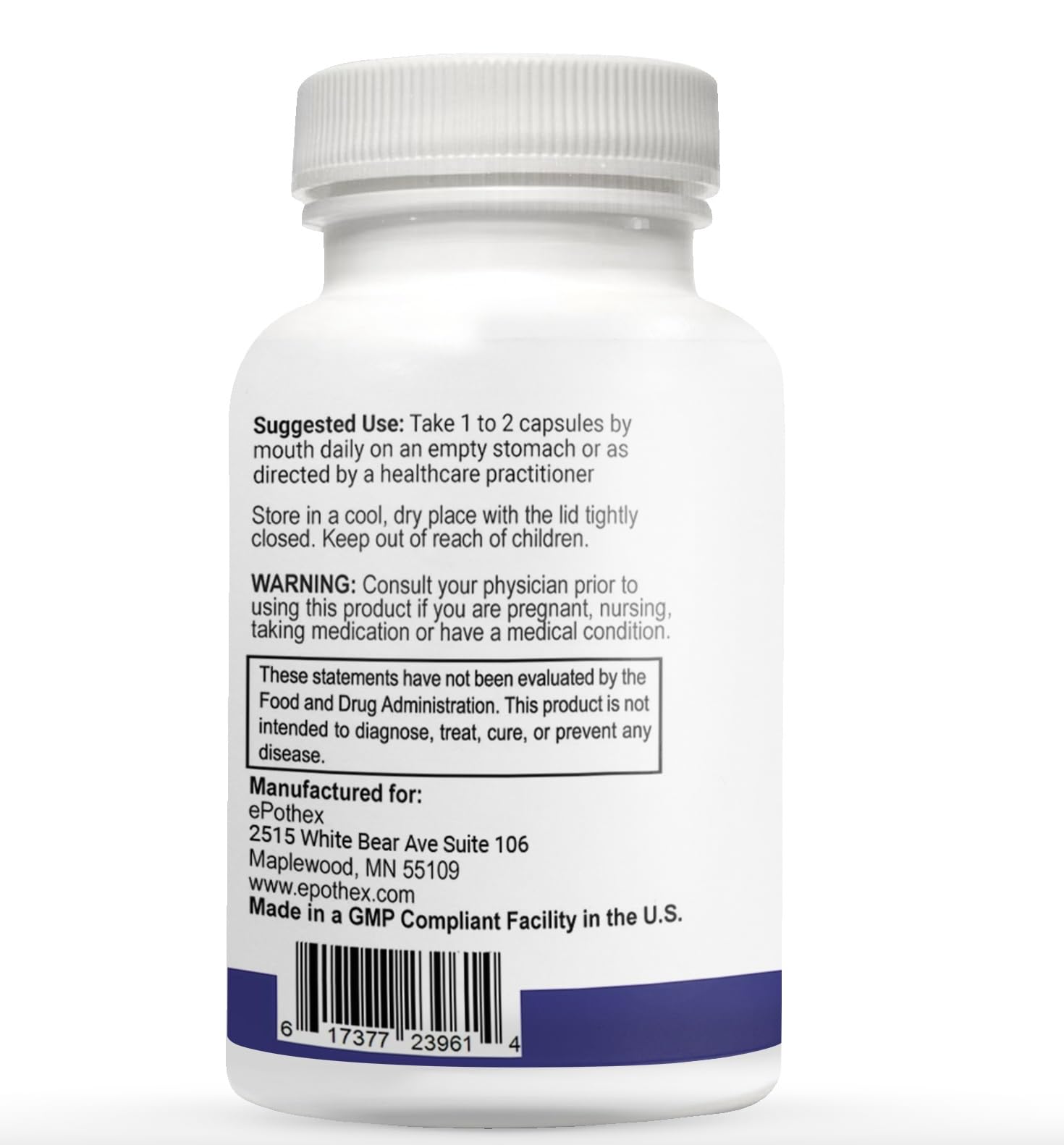 EPOTHEX integrative thyroid support 60 day supply bottle details