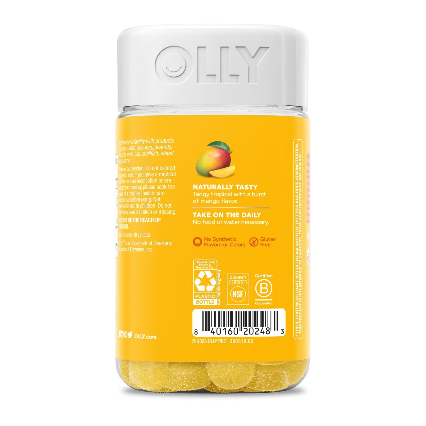 OLLY immune and digestive support gummies showing the premium imported product packaging details