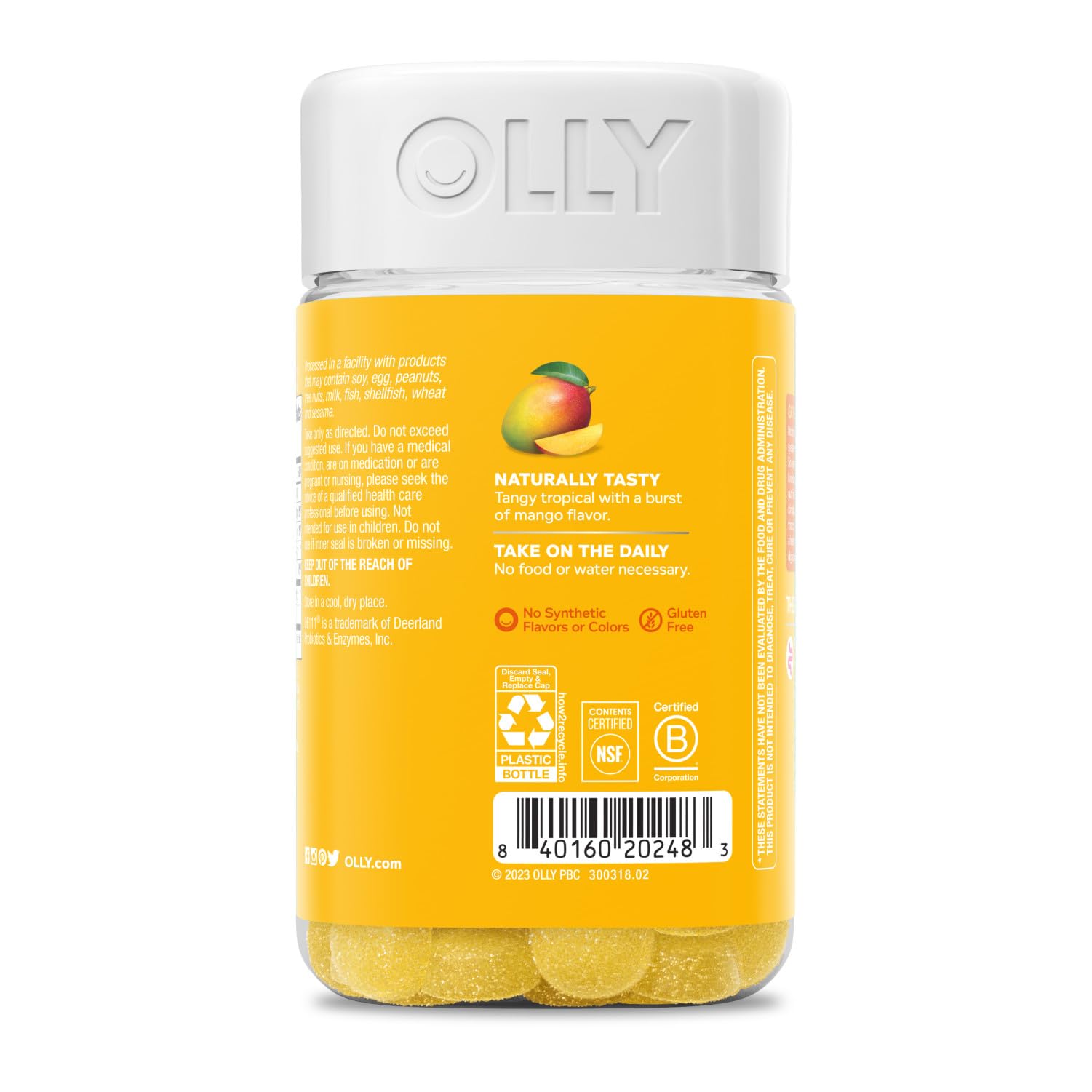 OLLY immune and digestive support gummies showing the premium imported product packaging details