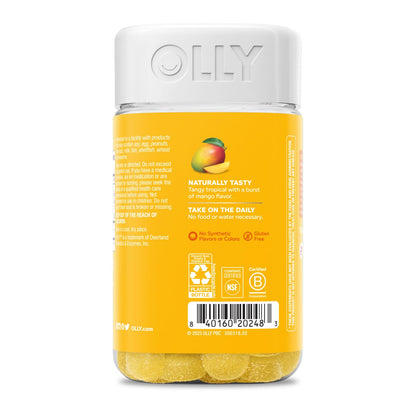 OLLY immune and digestive support gummies showing the premium imported product packaging details