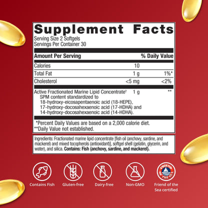Close up of Metagenics SPM Active 60 softgels bottle