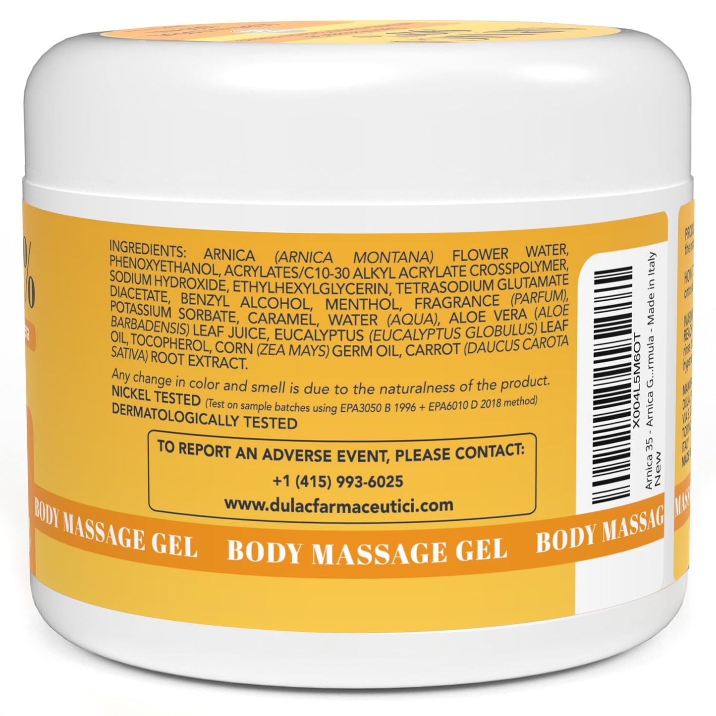 Arnica 35 professional muscle recovery gel packaging details