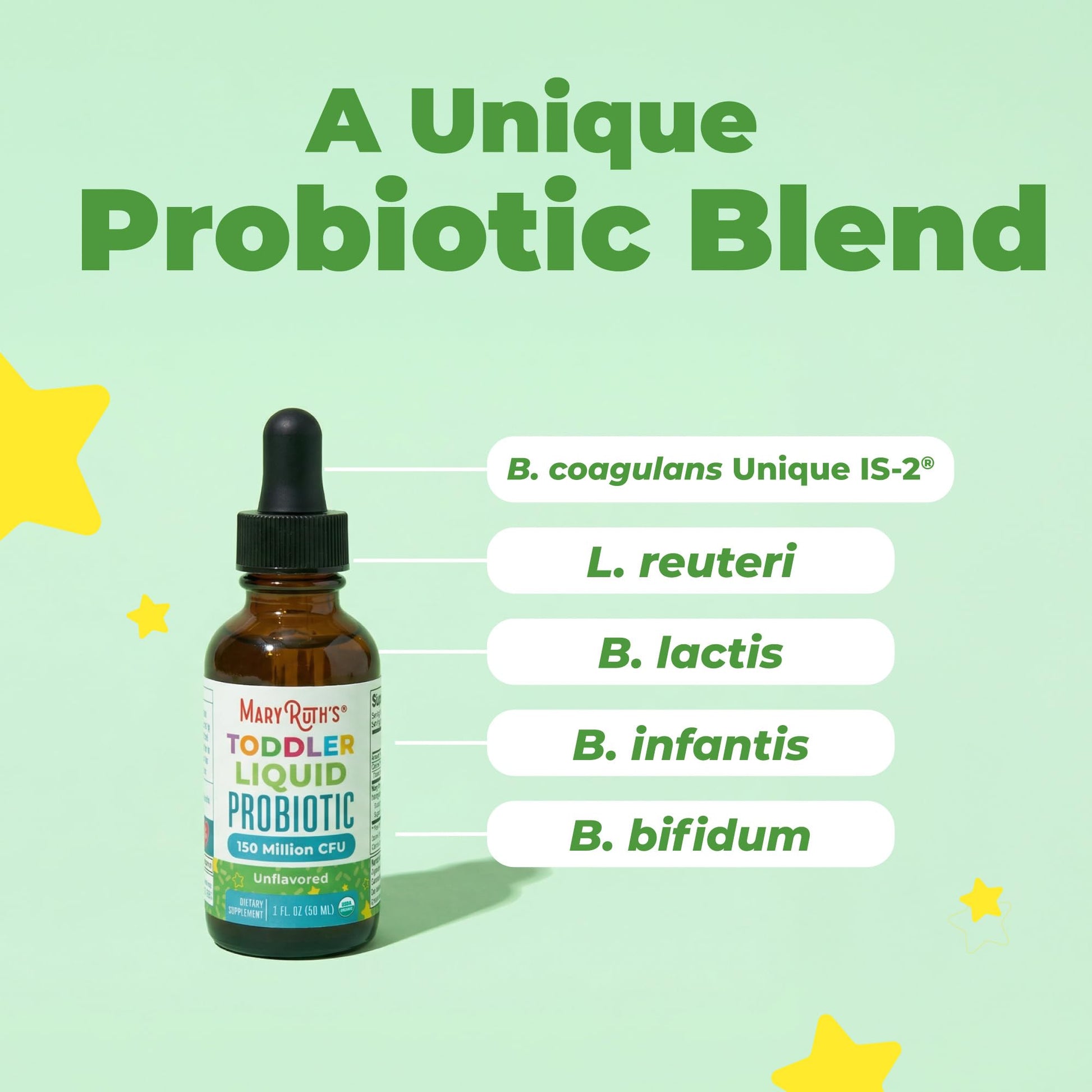 MaryRuth Organics CoComelon toddler digestive health supplement packaging details