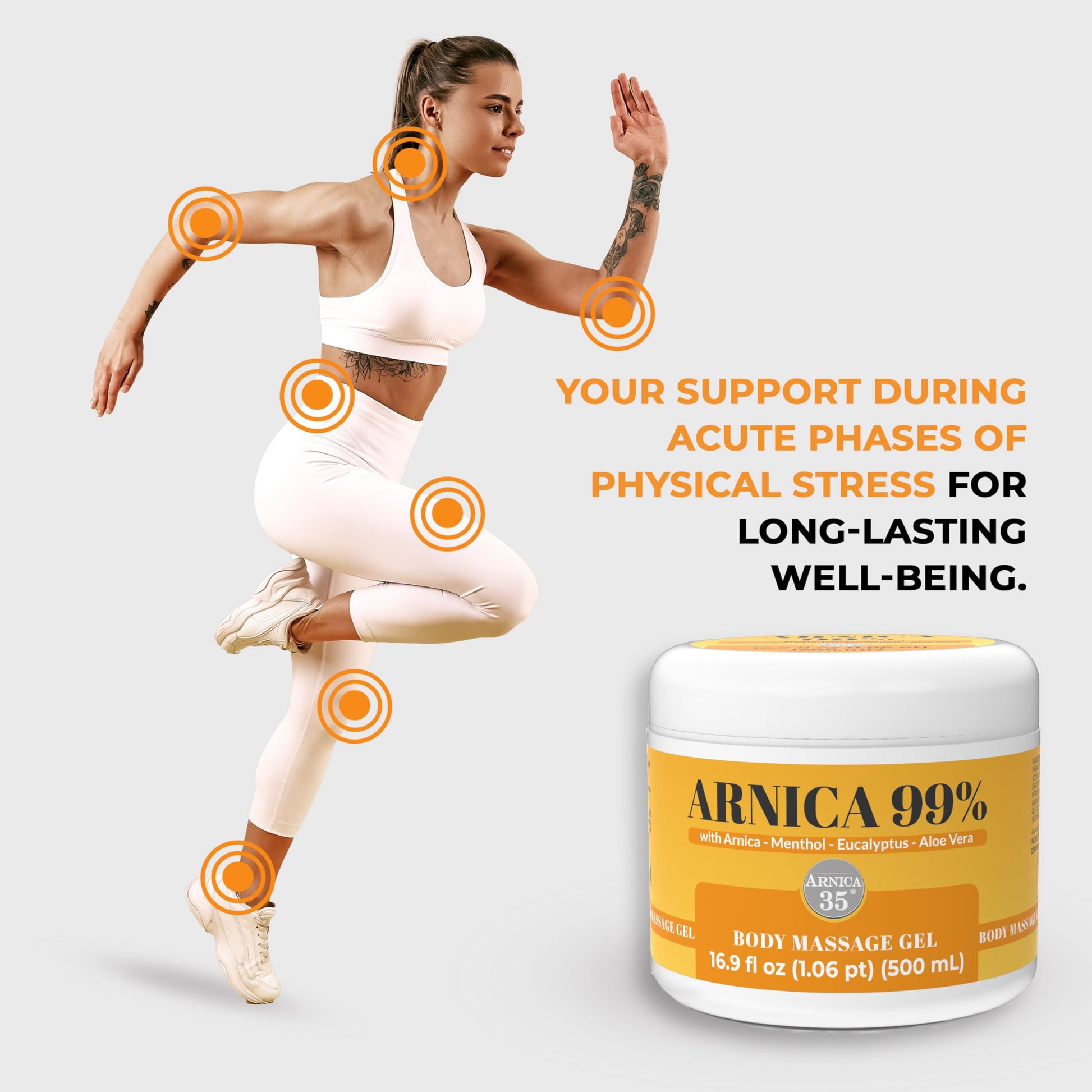 Arnica 35 cooling muscle massage gel in use