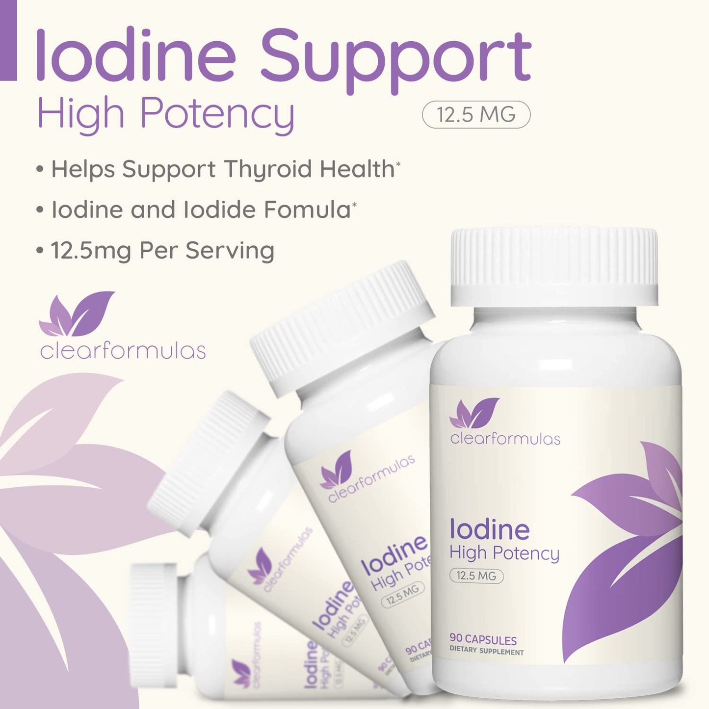 Imported Clear Formulas Iodine 90 count packaging for hormone balance