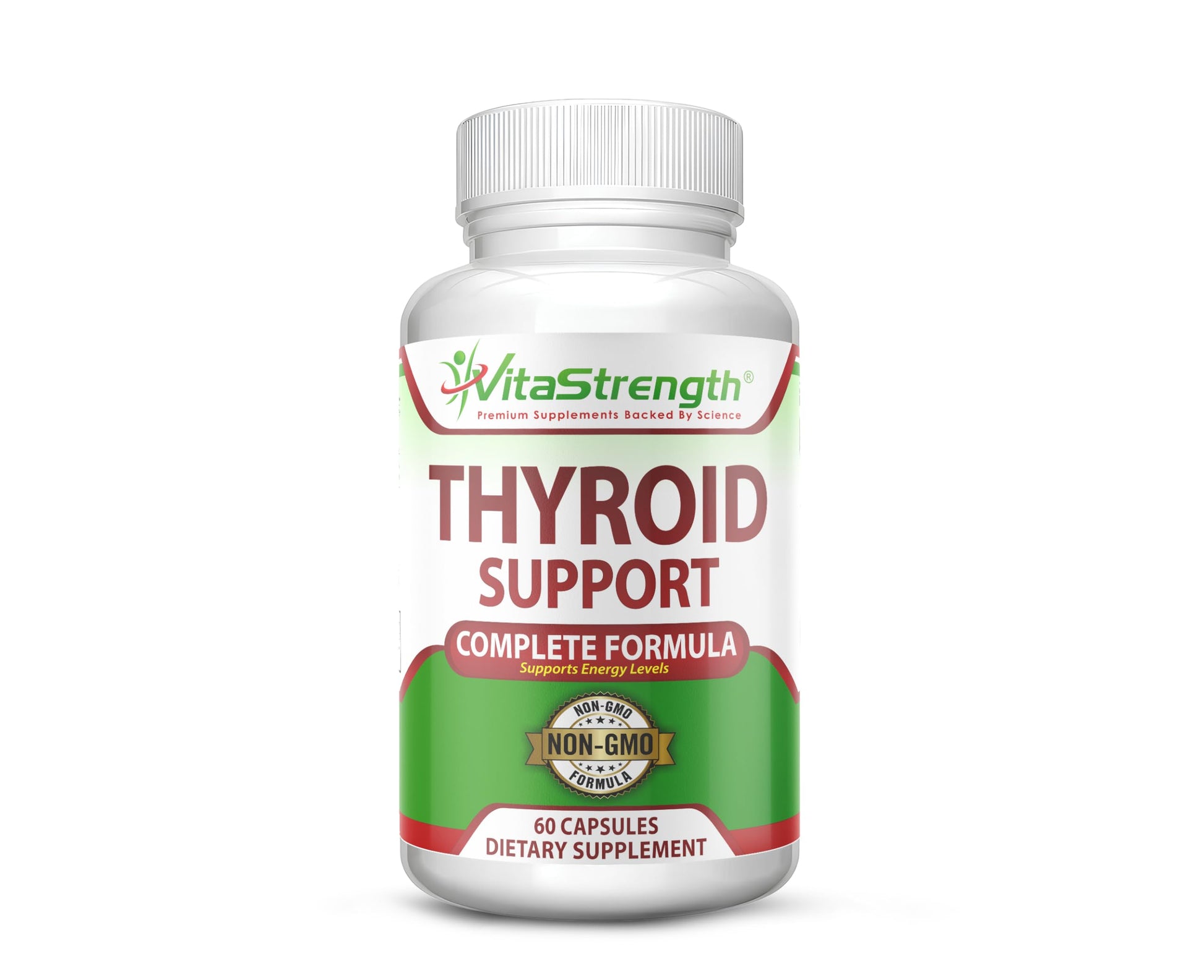VitaStrength Thyroid Support sixty capsules packaging displaying product ingredients and facts.