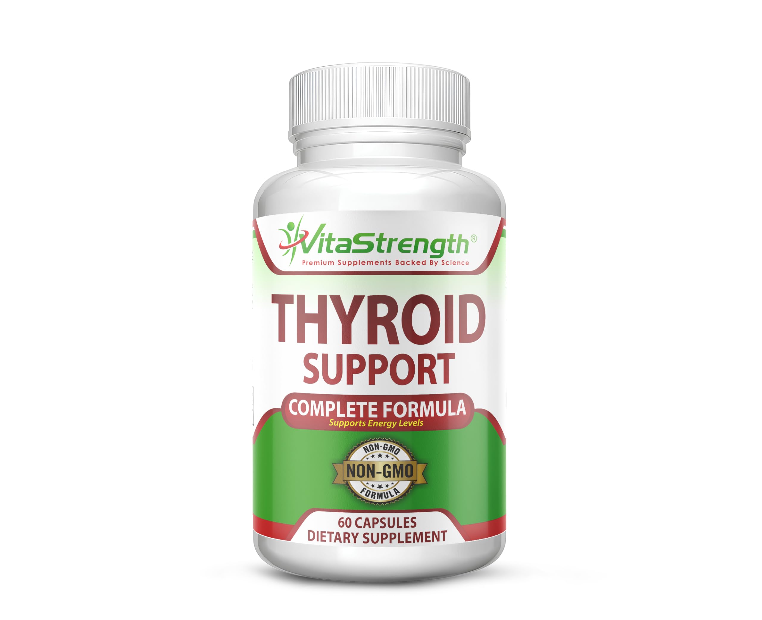 VitaStrength Thyroid Support sixty capsules packaging displaying product ingredients and facts.