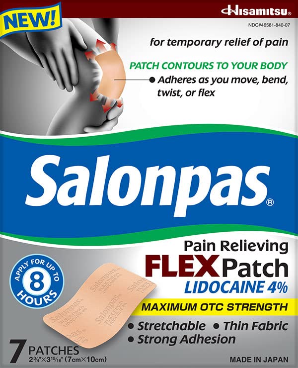 Two packs of Salonpas Lidocaine 4 percent pain relief patches