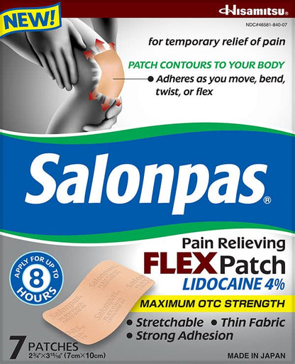 Two packs of Salonpas Lidocaine 4 percent pain relief patches
